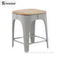 Modern plastic and wood square stool dinning chair